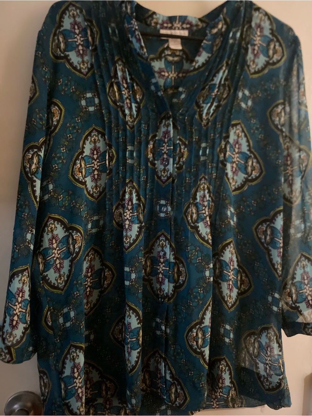 Charter Club Teal Medallion Print Tunic
